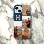 Monogramme Photo Bold Navy Blue<br><div class="desc">Montrez votre style audacieux avec ce coque iphone personnalisé. Ajoutez vos 4 photos préférées et customisez-le avec votre monogramme dans une police de dalles moderne et audacieuse. Parfait pour un look sportif et dynamique !</div>