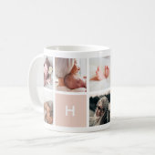 Monogramme Photo Collage Mug | Blush (Devant gauche)