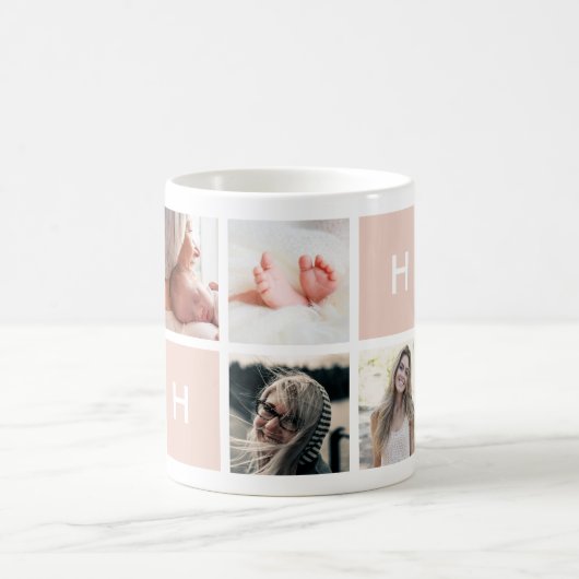 Monogramme Photo Collage Mug | Blush (Centre)