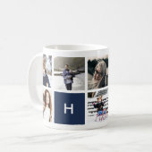 Monogramme Photo Collage Mug | Marine (Devant gauche)