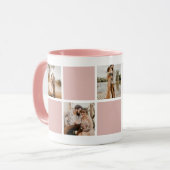 Monogramme photo en rose et blanc personnalisé Mug (Devant gauche)