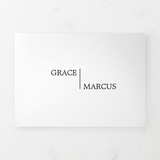 Monogramme photo Faire-part de mariage bilingue (Page de couverture)