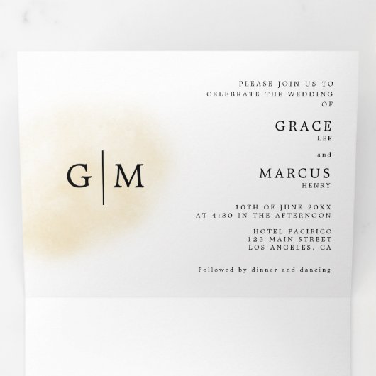 Monogramme photo Faire-part de mariage bilingue (Intérieur en premier)