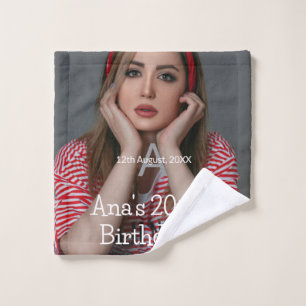 Monogramme photo joyeux 20e anniversaire gris blan