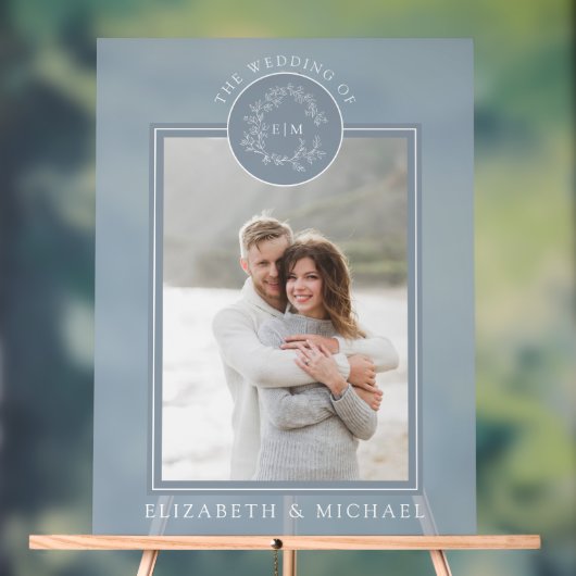 Monogramme photo Mariage de la crête feuilletée bl (Neutre)