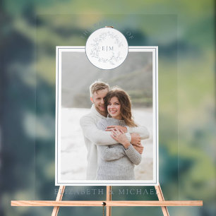 Monogramme photo Mariage de la crête feuilletée bl