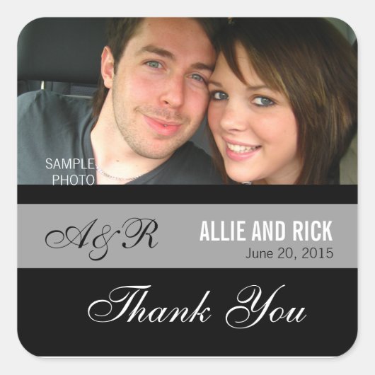 Monogramme Photo Mariage Faveur Stickers (Devant)