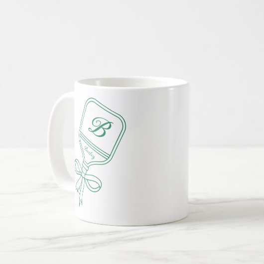 Monogramme Pickleball Paddle Café Mug (Devant gauche)