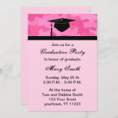 Monogramme Pink Camouflage Invitation de la fête d (Devant / Derrière)