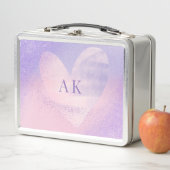 Monogramme Pink Pink Gradient Coeur Lunchbox (En situation)