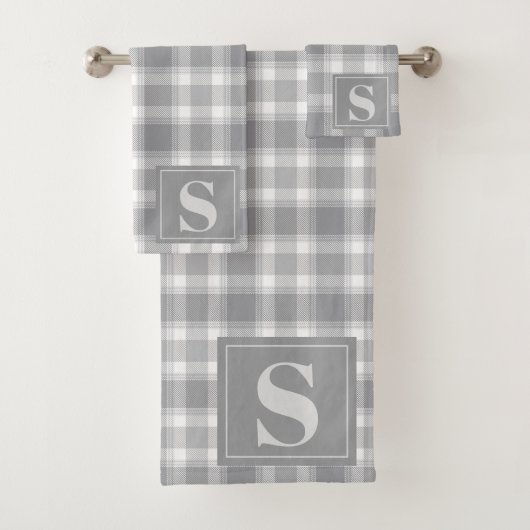 Monogramme Plaid Buffalo de la ferme gris classiqu (En situation)