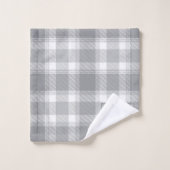 Monogramme Plaid Buffalo de la ferme gris classiqu (Gant de toilette)