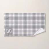 Monogramme Plaid Buffalo de la ferme gris classiqu (Serviette à main)