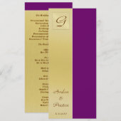 Monogramme Plum Programme de mariage violet Invita (Devant / Derrière)