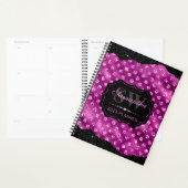 Monogramme points de paillettes rose magenta et bo (Devant avec enveloppe)