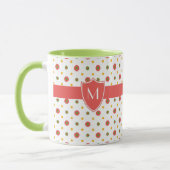 Monogramme Pois blancs rouges Ringer Coffee Mug (Gauche)