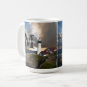 Monogramme Portland Head Phare et Sunset Mug (Devant gauche)