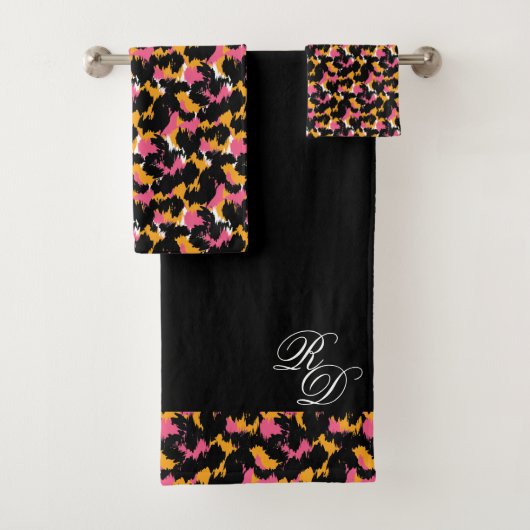 Monogramme Poster de animal rose orange noir (En situation)