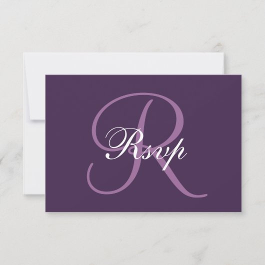 Monogramme pourpre | Carte RSVP de mariage élégant (Devant)