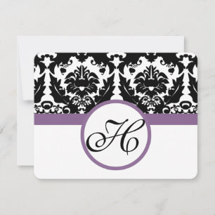 Monogramme pourpre Coeur Damas RSVP RSVP