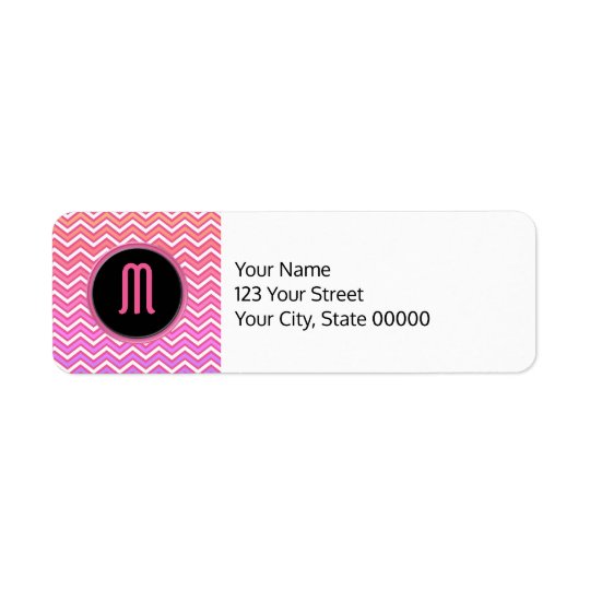 Monogramme pourpre rose de Chevron Étiquettes D’adresse Retour