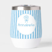 Monogramme Préppy à rayures blanches et bleues fan (Avant)