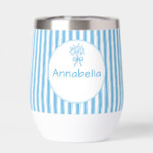 Monogramme Préppy à rayures blanches et bleues fan (Arrière)