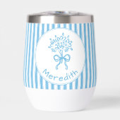 Monogramme Préppy à rayures bleues et blanches Cap (Avant)