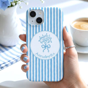 Monogramme Préppy Rayure Bleue Blanche Fantaisiste