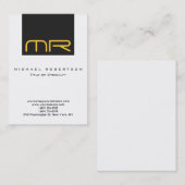 Monogramme professionnel Carte de visite gris blan (Devant / Derrière)