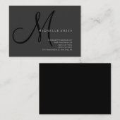 Monogramme professionnel Carte de visite gris noir (Devant / Derrière)