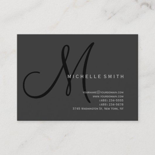 Monogramme professionnel Carte de visite gris noir (Devant)