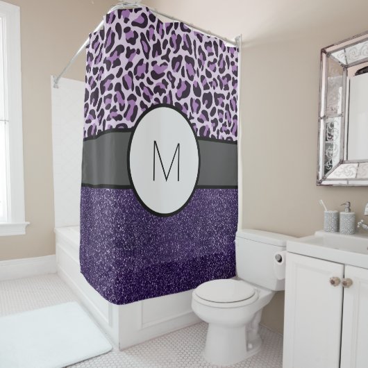 Monogramme Purple Luxe Douche Rideau Bain (En situation)
