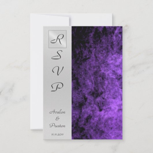 Monogramme Purple Texture Rsvp Invitation (Devant)