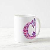 Monogramme Q coeurs et fleurs rose mauve mug (Devant droit)