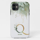 Monogramme Q Elégante Verdure Coque-Mate coque iph (Dos)