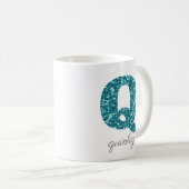 Monogramme Q Parties scintillant Aqua Mug personna (Devant droit)