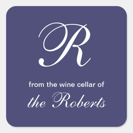 Monogramme R Bleu Des Étiquettes De Cave À Vin (Devant)