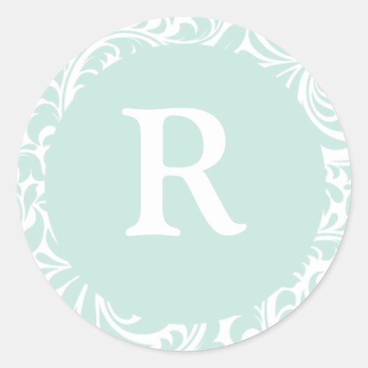 Monogramme R Dusty Aqua Stickers Personnalisés Pou (Devant)