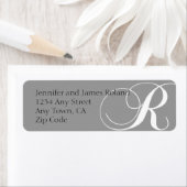 Monogramme R Étiquettes d'adresse de retour Gris (En situation)