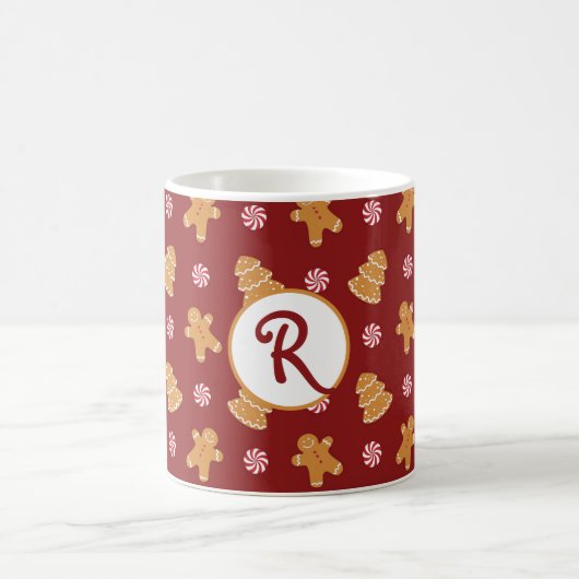 Monogramme R' Gingerbread Cookie Christmas Mug (Centre)