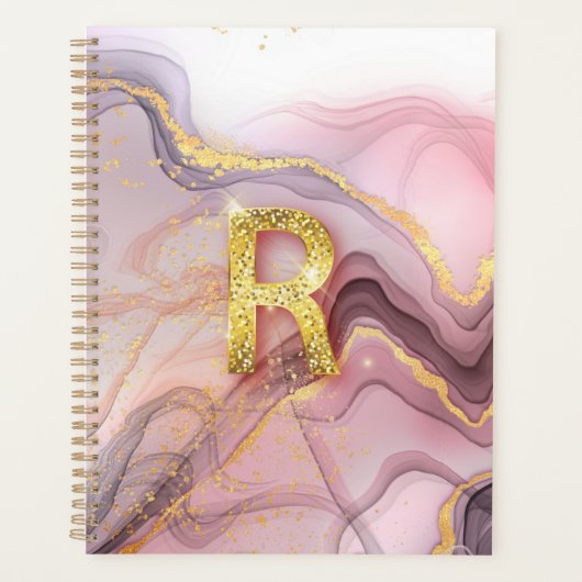 Monogramme R Rosegold Parties scintillant rose cad (Devant)