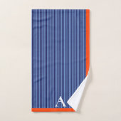 Monogramme rayé bleu élégant (Serviette à main)