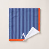 Monogramme rayé bleu élégant (Gant de toilette)