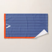 Monogramme rayé bleu élégant (Serviette à main)