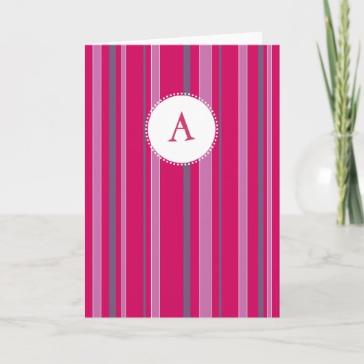 Monogramme rayé - Fuschia et pourpre (Devant)