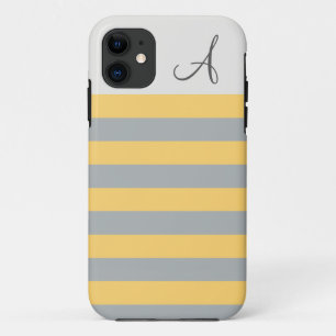 Monogramme rayé jaune et gris iPhone 5/5s Coque