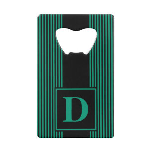 Monogramme rayure noire et vert émeraude