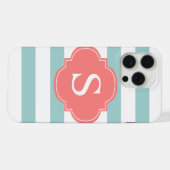 Monogramme rayures menthe et corail (Verso Horizontal)