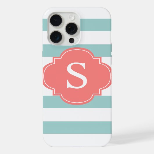 Monogramme rayures menthe et corail (Verso)